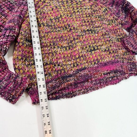 Moth Sweater Womens Medium Wool Mohair Chunky Knit Multicolor Rainbow cabin cozy - Picture 6 of 10